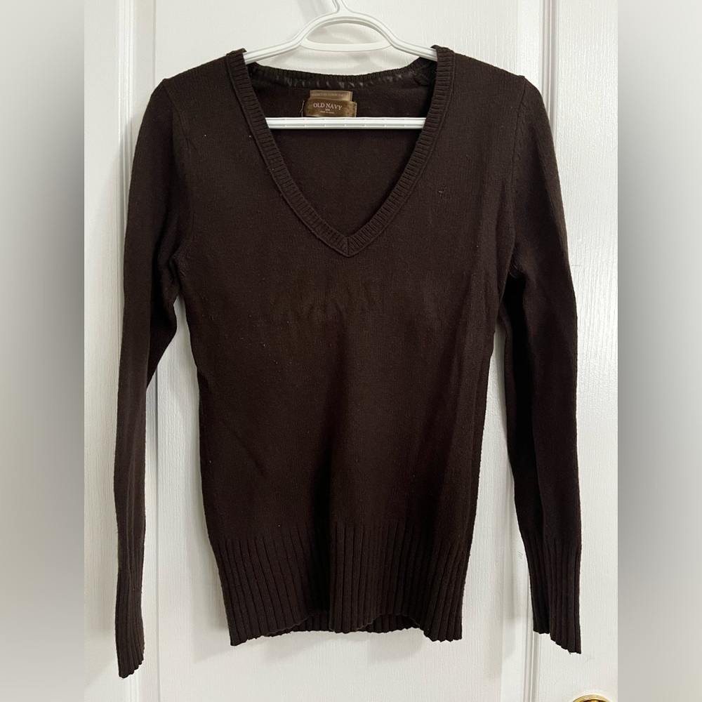 Old Navy Brown Knitted V Neck Long Sleeve
